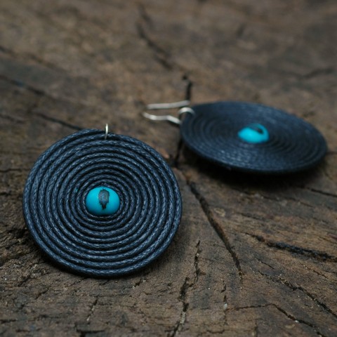 Náušnice - Talířovky acai tyrkys kruh náušnice talíř kruhy kulaté semena acai exotické 