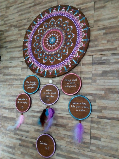 Dřevěná motivační mandala kruh mandala afirmace motivace dřevěná mandala motivační obraz 