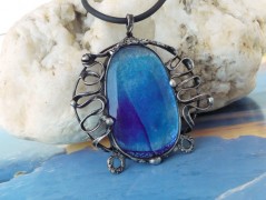 Náhrdelník s modrým achátem OCEANIA