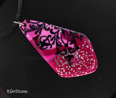 Náhrdelník Roseanne náhrdelník růžová černá stříbrná polymery fimo vínová abstraktní polymerové hmoty tmavorůžová 