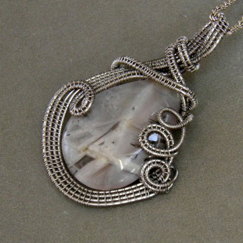 Přívěsek Soňa achát nerez antialergický minerály wire-wrapping placička nerezový drát nerezová ocel 