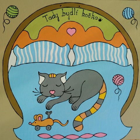 Obrázek - Tady bydlí kočka. dekorace dárek obraz kočka kocour kočička láska obrázek kočky kotě kočičky pohoda koťata kocourek pro radost siesta pro štěstí 