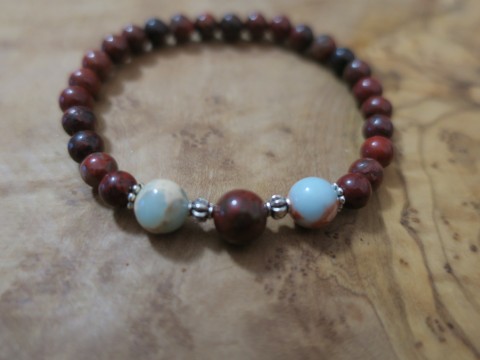 Energetický náramek - achát  jaspis kámen náramek korálky kameny léčivý dřevěné korálky ochranný čakrový meditační bižuterní komponenty joga 