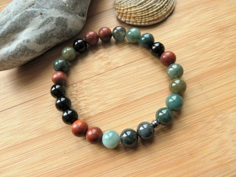 Náramek z achátu a dřeva kámen náramek korálky kameny léčivý dřevěné korálky ochranný čakrový meditační bižuterní komponenty joga 