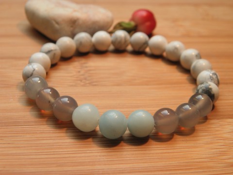 Náramek - Achát / Amazonit / Howlit náramek korálky kameny léčivý ochranný čakrový meditační joga 
