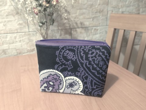 Kosmetická taštička - Fialová kabelka textil kosmetická kapsička textilní kosmetika podšitá bavlněná do kabelky na doklady dokladovka organizer 