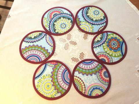 Podkafíčka - mandely v barvě prostírání podkafíčka podtácky p 