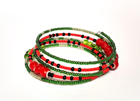 Melounový červená náramek zelená černá léto meloun paměťák korálkový melouny z korálků paměťový náramek melounový 