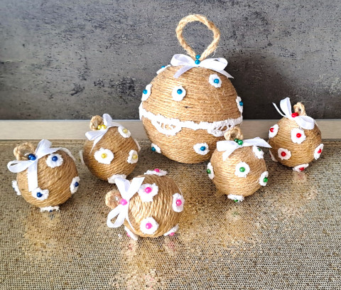 Vánoční ozdoby z juty - sada koule vánoce ozdoba baňky provázek juta kouličky vánoční ozdoba na stromeček vánoční dekorace baňka jutový provázek ozdoba na stromek 