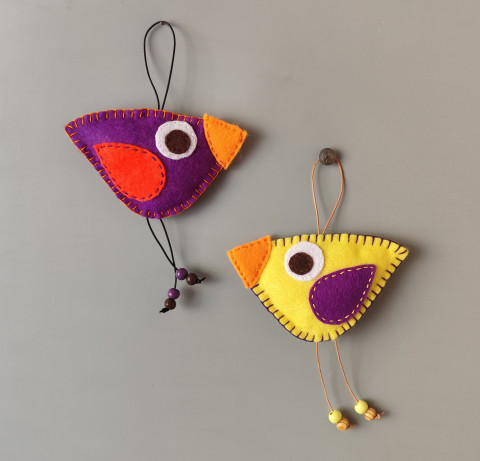 Barevní ptáčci z filcu VIII. dekorace pták ptáček jarní jaro ptáčci filc pověsit plsť zavěsit velikooce 