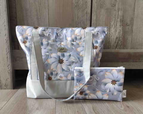 Kabelka s taštičkou - světle šedá kabelka taštička kabela přes rameno do ruky pouzdro na drobnosti 