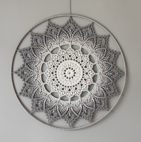 Mandala Šedá hvězda - průměr 45 cm meditace harmonie meditační lotosový květ mandaly mndala 