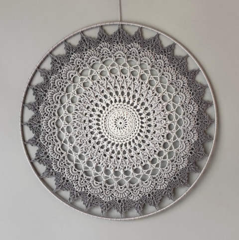 Mandala Šedá - průměr 45 cm meditace harmonie meditační lotosový květ mandaly mndala 