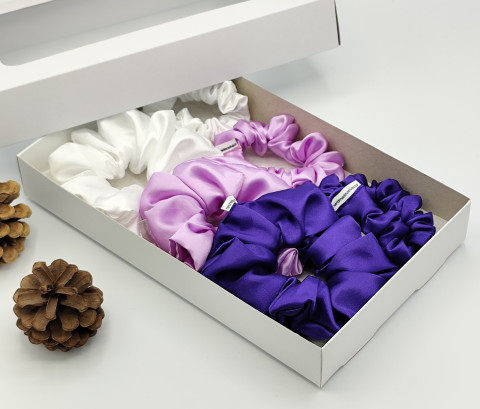 Dárková sada fialová - 6 scrunchies spona sponka sponky do vlasů spony scrunchies scrunchie 