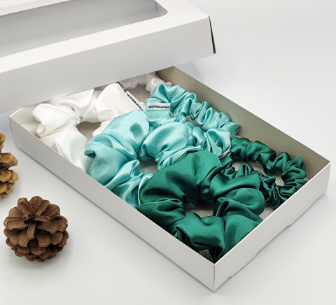 Dárková sada zelená - 6 scrunchies spona sponka sponky do vlasů spony scrunchies scrunchie 