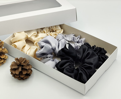 Dárková sada šedá - 6 scrunchies spona sponka sponky do vlasů spony scrunchies scrunchie 