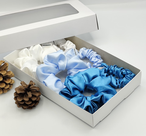 Dárková sada modrá - 6 scrunchies spona sponka sponky do vlasů spony scrunchies scrunchie 