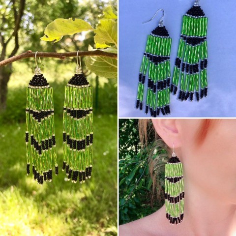 Náušnice - brčálové korálky náušnice 