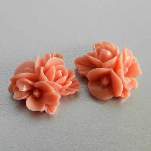 Květina resin, růžová - 2 ks květina růže květ materiál komponenty resin 