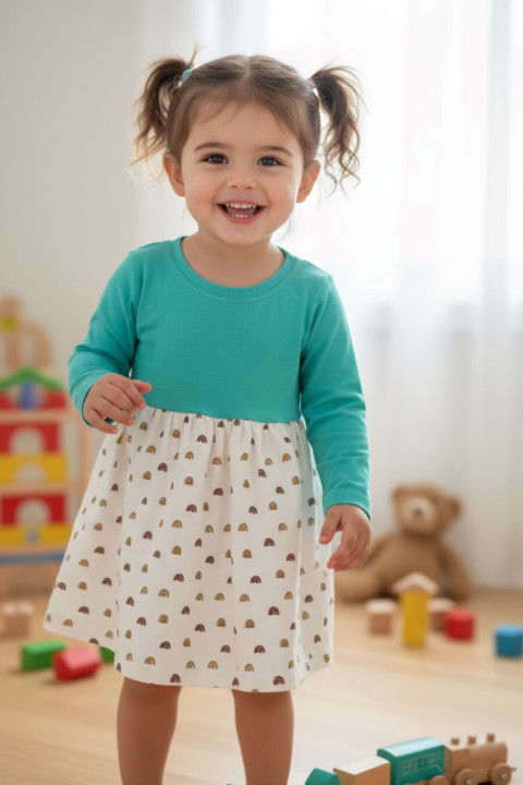 Dětské šaty tyrkys 98 