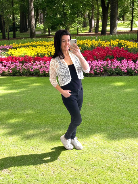 Dámské bílé bolerko S,M,L přehoz modré sako kardigan 