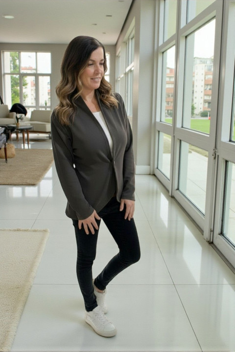 Dámské sako hnědé - S/M přehoz modré sako kardigan 