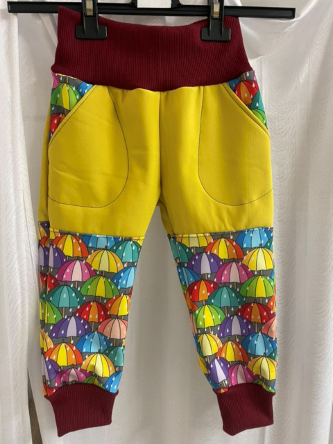 Dětské softshell kalhoty Deštník 92 dětské kalhoty bavlněné tepláky hořčicové baggy 