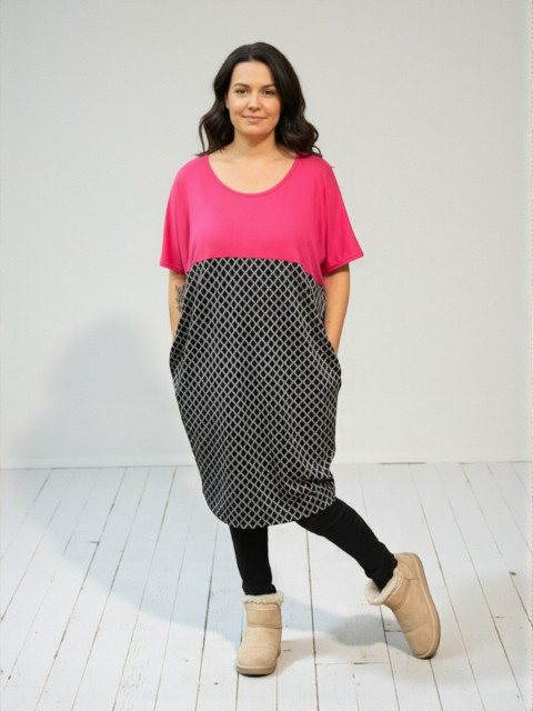 Dámské šaty Pink - L/XL šaty hřejivé šatky melírované svetrové 