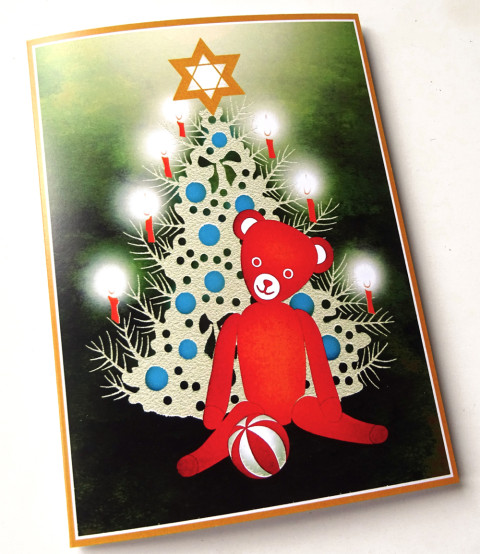 Blahopřání k Vánocům - MEDVÍDEK papír vánoce svíčky přání medvídek hvězda stromeček balón advent štědrý den štědrý večer 