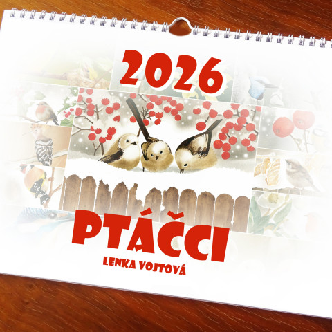 Kalendář 2026 - PTÁČCI barva ptáček barevný ptáčci měsíční a4 kalendář závěsný nástěnný 2023 