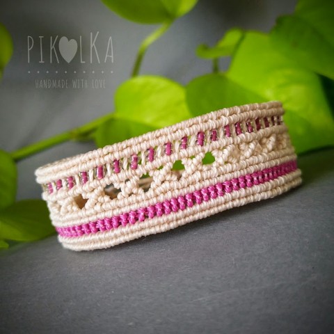 Macramé náramek - Růžový sen náramek energie indiánský boho laska macrame drhani bohém micromacrame 