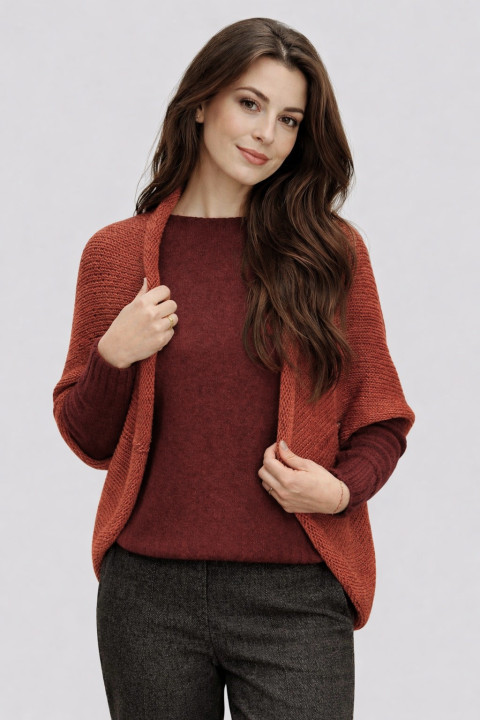 Pletená vesta - barva cihlová pletená vesta ručně pletená vesta 