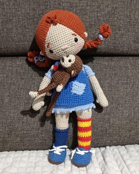 panenka Pipi opička dekorace panenka pokojíček hračka mazlíček pipi 