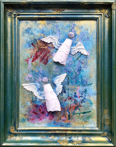 Andělů není nikdy dost... dekorace obraz interiér romantika anděl recyklovaný materiál 