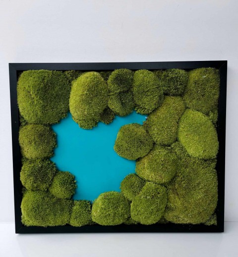 U jezera, mechový obraz43x53 mechová dekorace mechový obraz 