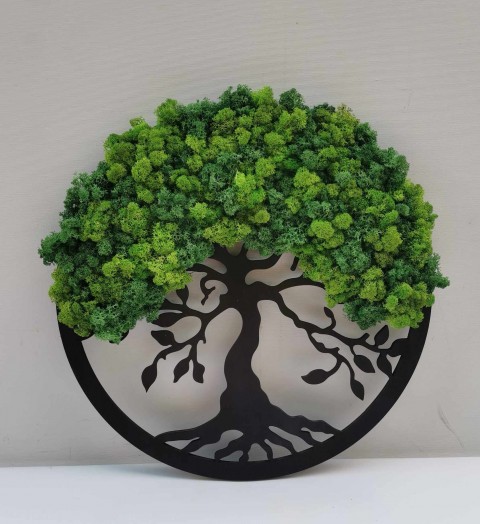 Mechový obraz, strom života, 40 cm mechová dekorace bonsai strom 