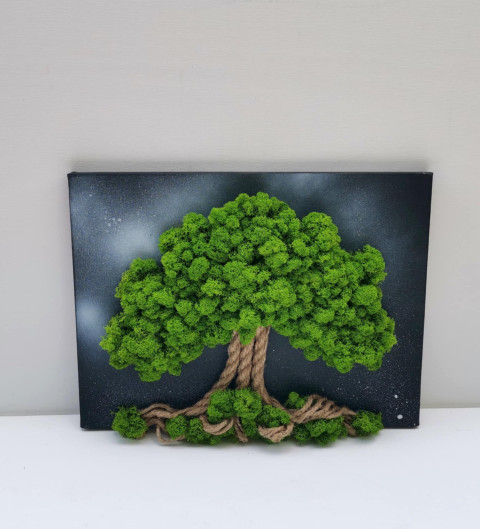 Mechový obraz, 30x40 obraz mech strom života mechová dekorace mechový strom 