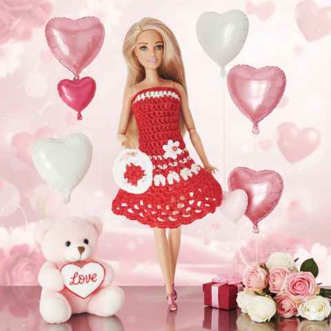 Barbie-valentýnské šatičky panenka klobouček evička 