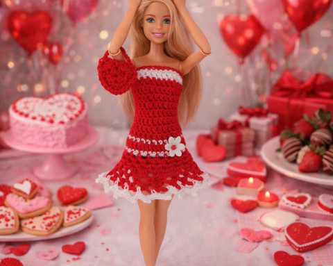 Barbie-valentýnské šatičky panenka klobouček evička 