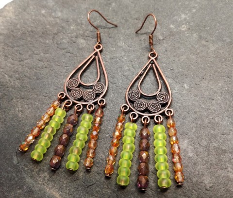 Odlesky země - náušnice visací náušnice měděné náušnice ramínkové náušnice odlesky země 