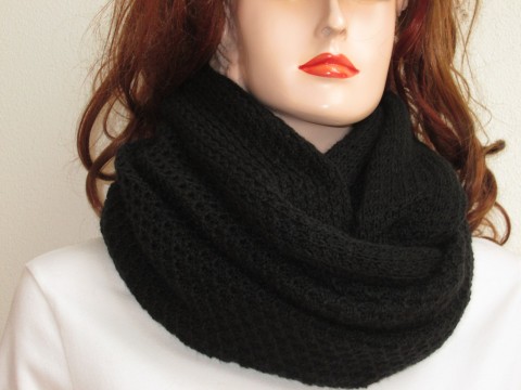Šála kruhová širší - černá pletené šála černý nákrčník tunel kruhová šála 