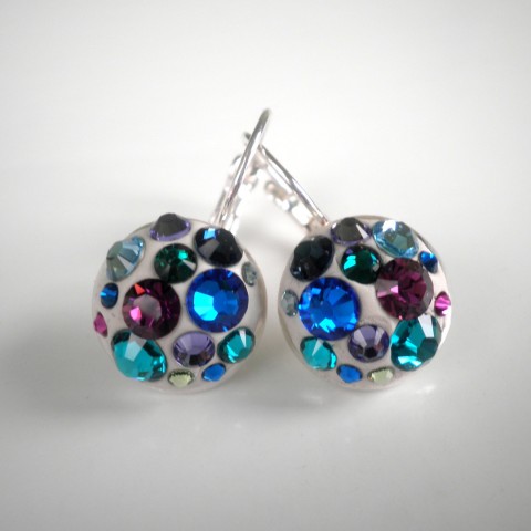 Náušnice s šatony Swarovski náušnice bižuterní kulaté crystal hmota šatony šaton epoxidová clay 