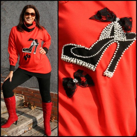 Tunika pro moderní Popelku originální korálky tunika mikina rolák aplikace luxusní popelka střevíc 