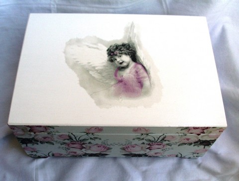 šperkovnice-anděl-2kazety dřevo šperky šití kazeta decoupage anděl grunterka šperkovnce poklady 2kazety 