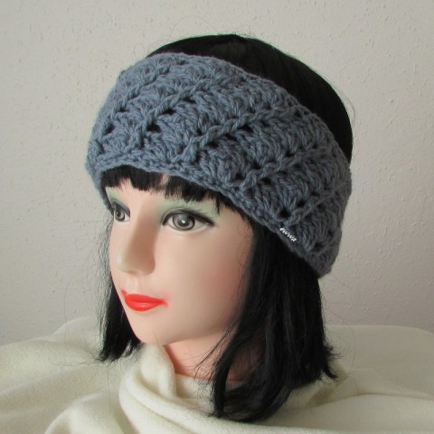 Čelenka zima modrá dámská čelenka zimní teplá šedomodrá hřejivá na hlavu pro ženy 