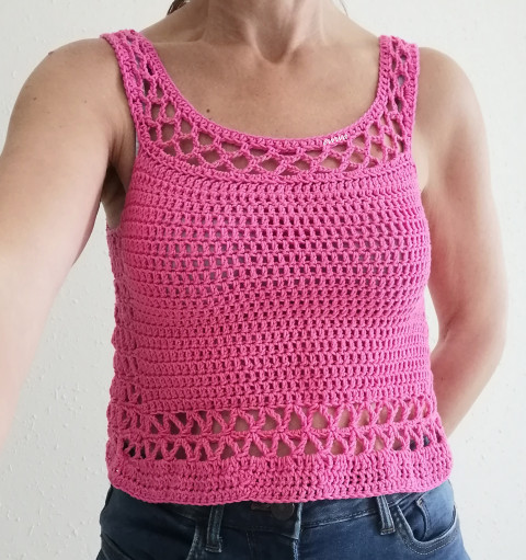 Háčkovaný dámský top růžová letní bavlna ženy top léto háčkované akryl tílko dámské bolerko crochet háčkovaný top 