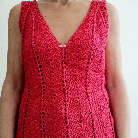 Háčkovaný dámský top červená letní bavlna ženy top léto háčkované akryl tílko dámské crochet 