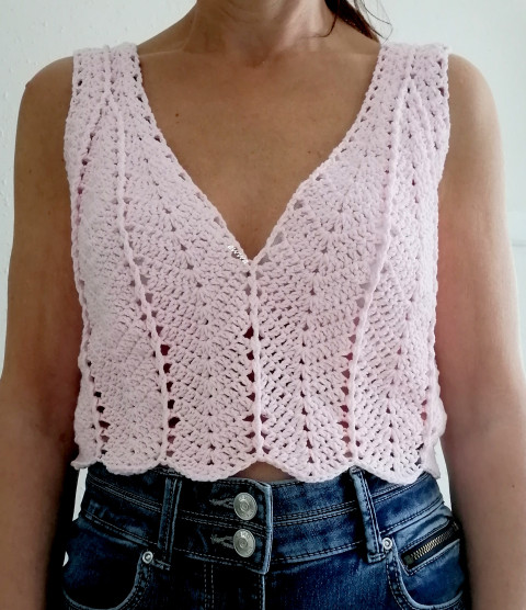 Háčkovaný dámský top růžová letní bavlna ženy top léto háčkované akryl tílko dámské bolerko crochet 