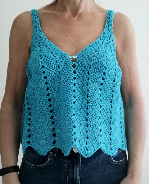 Háčkovaný dámský top letní bavlna ženy top léto tyrkysová háčkované akryl tílko dámské crochet 