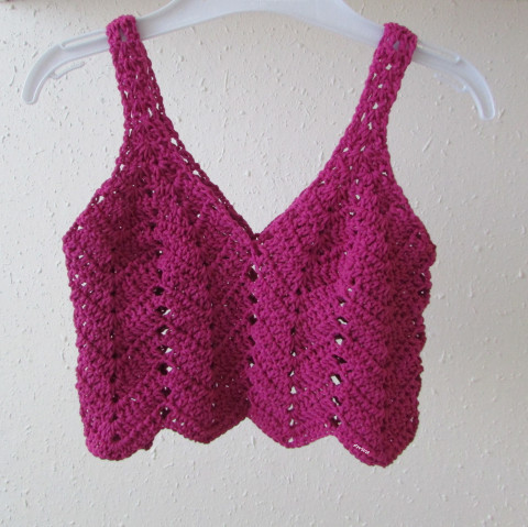 Háčkovaný dívčí top, tílko děti holčička holčičí dívčí letní top háčkované tílko fuchsiová bolerko handmade 